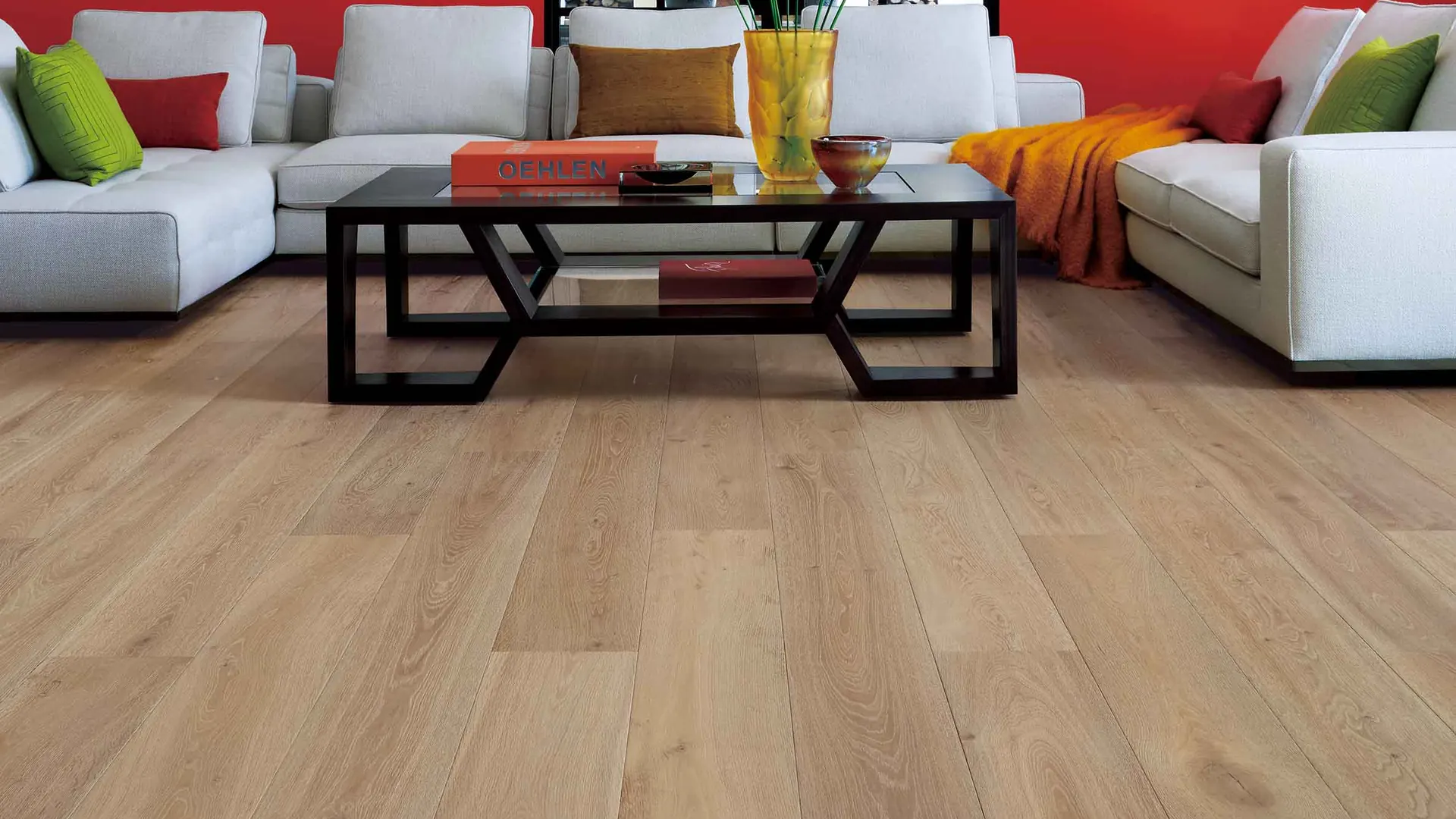 Bella Cera Villa Borghese II Gallipoli wide plank French Oak hardwood flooring installed in a Michigan residence