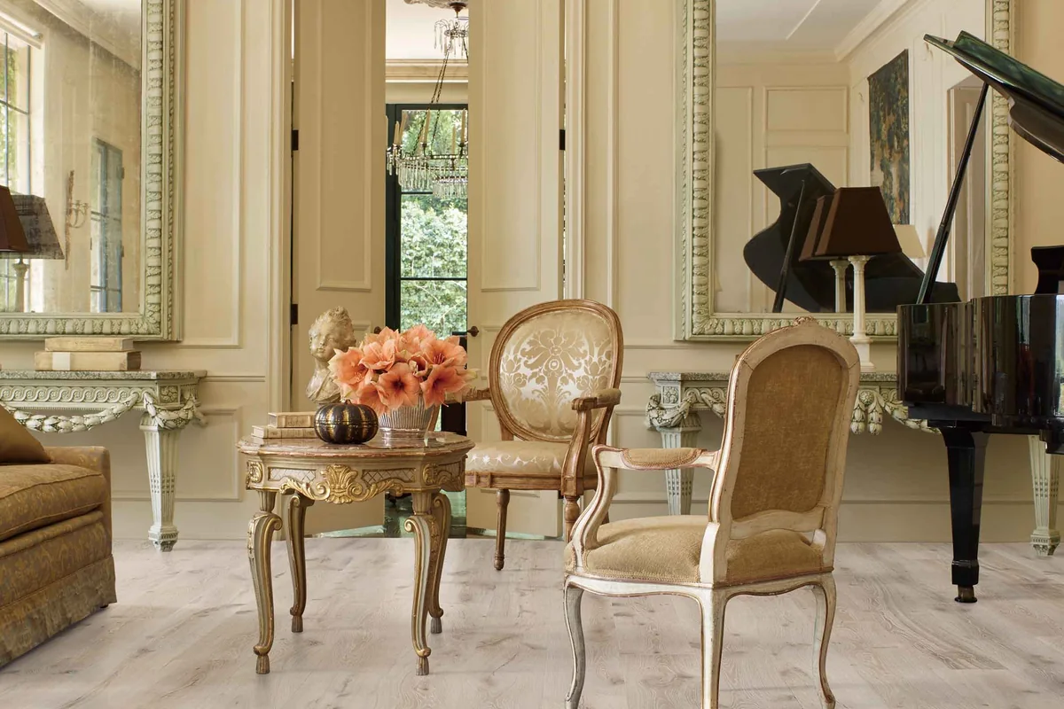 Bella Cera Villa Borghese II Brunico  pale white-washed oak with soft cream warmth double-smoked French Oak hardwood flooring