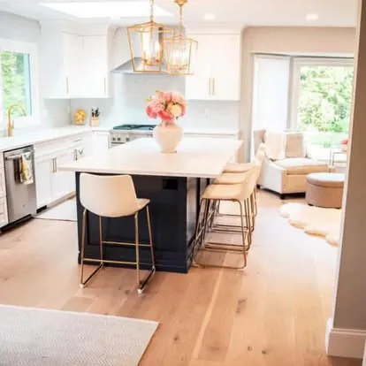 8-inch engineered White Oak in Sand finish custom manufactured by 1 Wood Floors