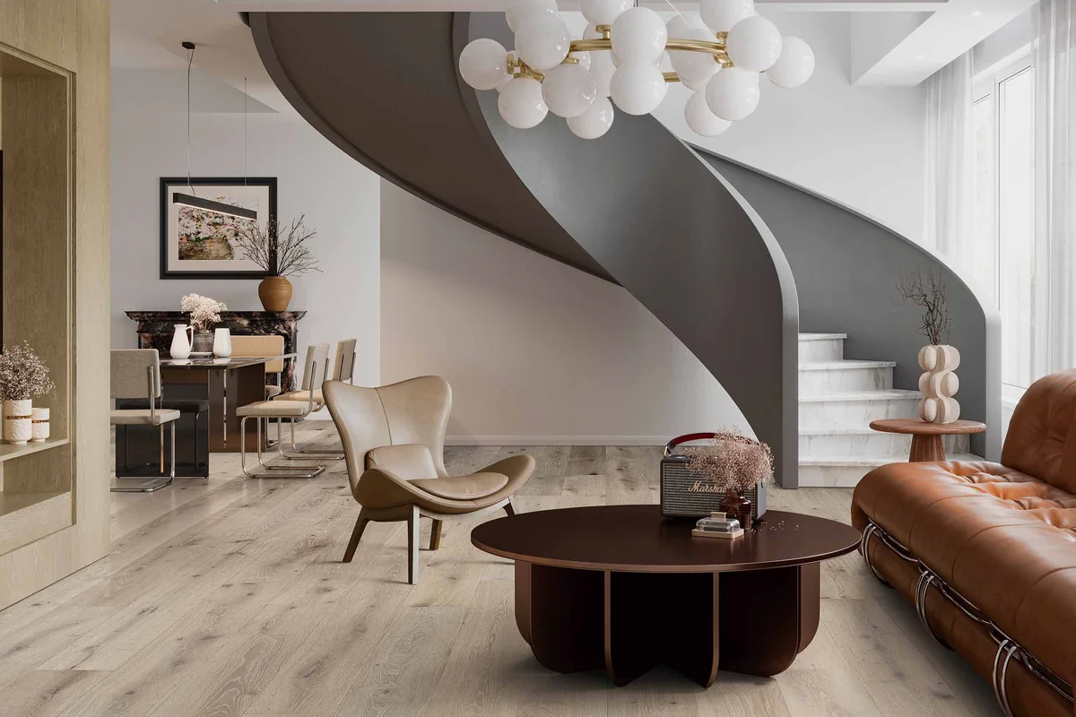 Bella Cera Villa Borghese II Foligno  warm honeyed oak with brown smoke-pulls double-smoked French Oak hardwood flooring