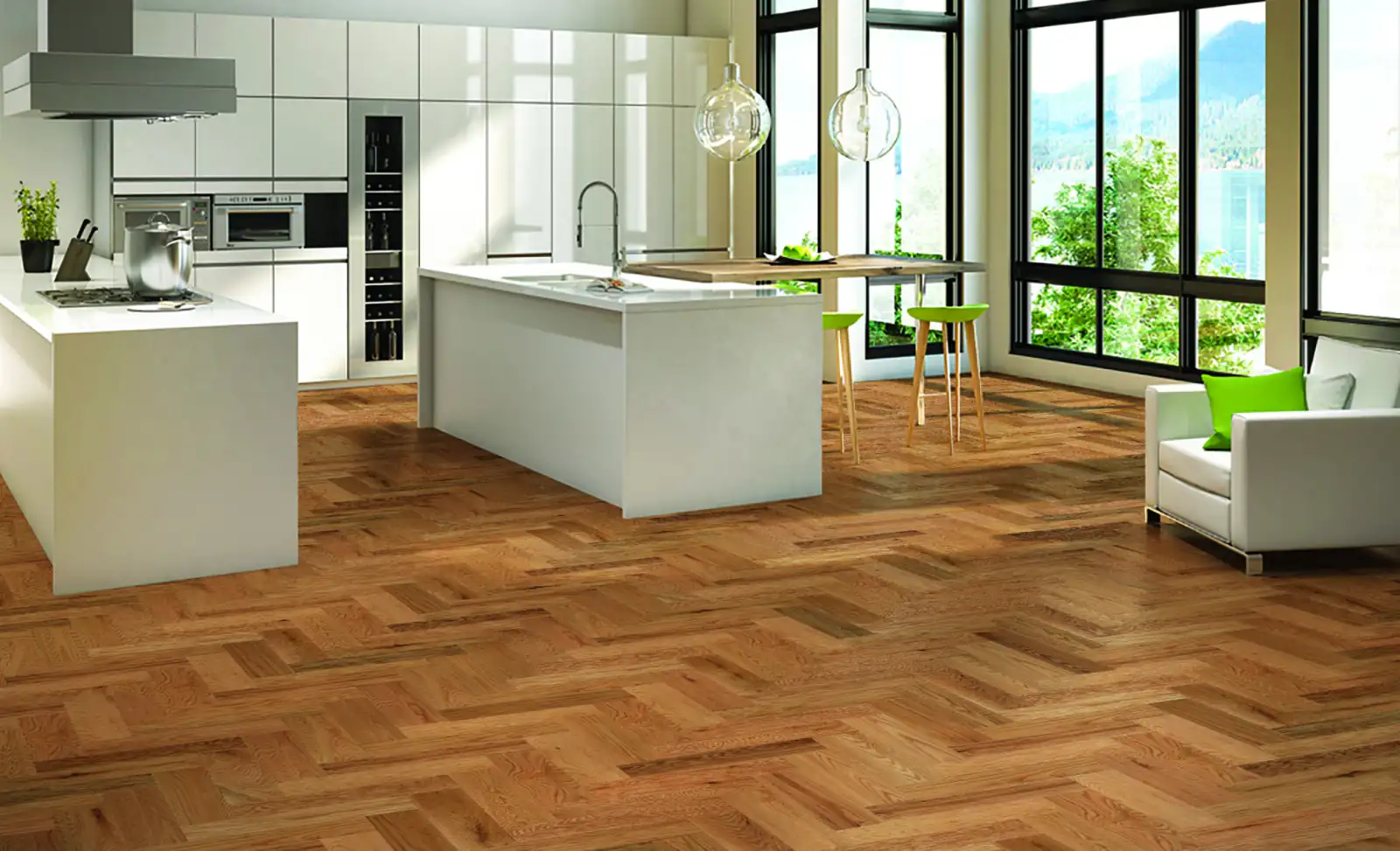 Mercier Herringbone Natural Red Oak hardwood flooring