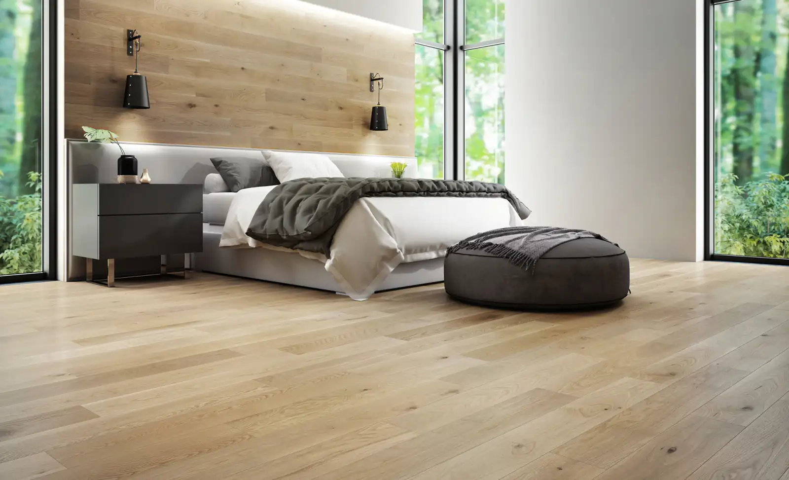 Mercier Naked Collection White Oak raw wood aesthetic hardwood flooring installed in Michigan home