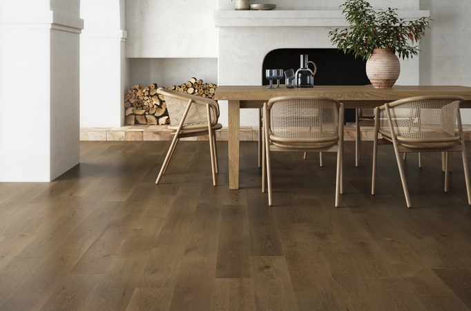 Mercier Source Collection warm stained hardwood flooring installed in Michigan home