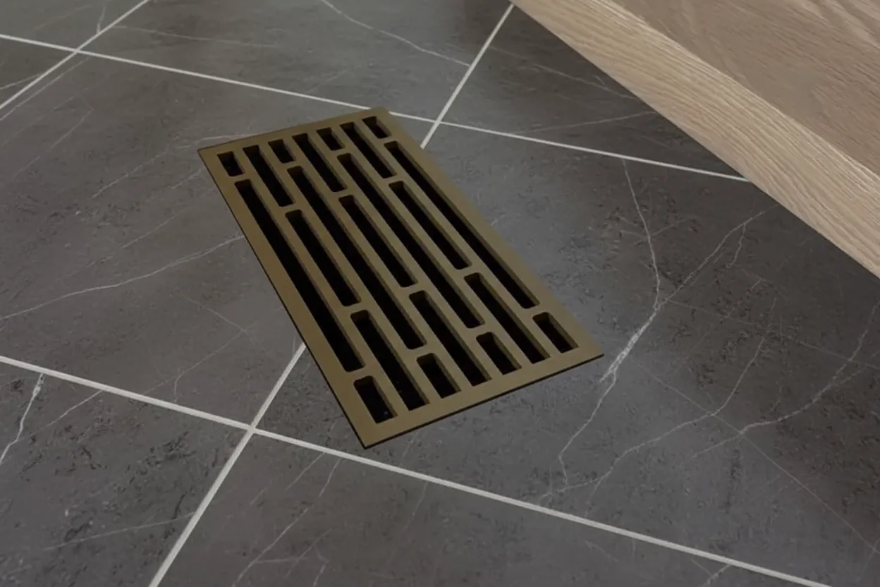 TOP Step flush-mount vent integrated into Armstrong Alterna tile floor  seamless trip-free finish by 1 Wood Floors