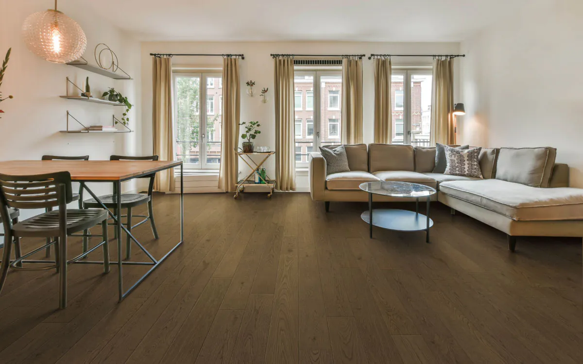 Viking Modern Loft Moor European White Oak hardwood flooring 7½″ wide